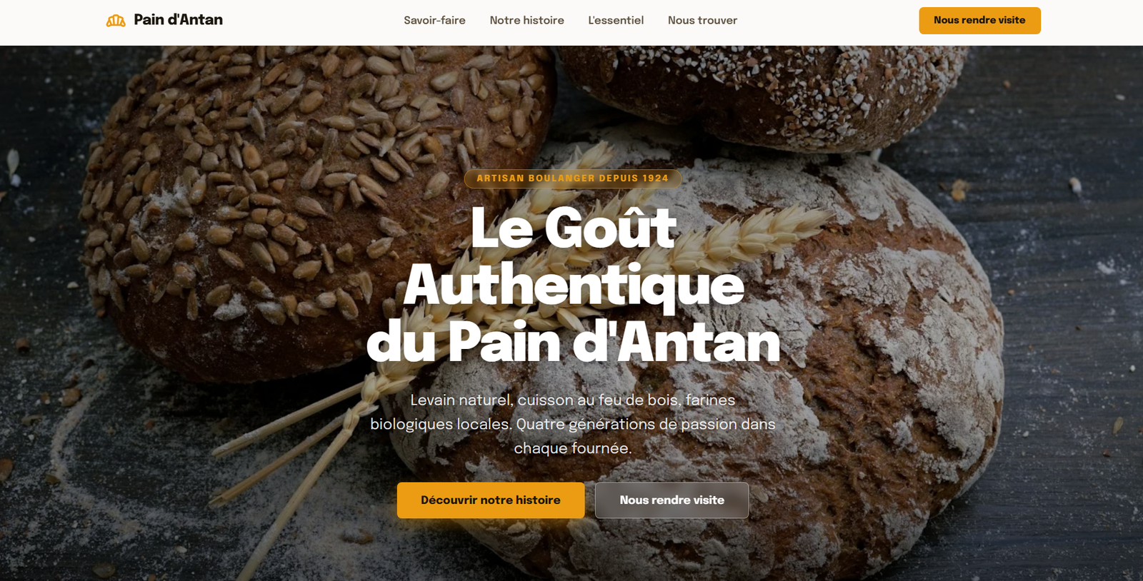 Exemple de site vitrine pour boulangerie artisanale - CodeYourWeb
