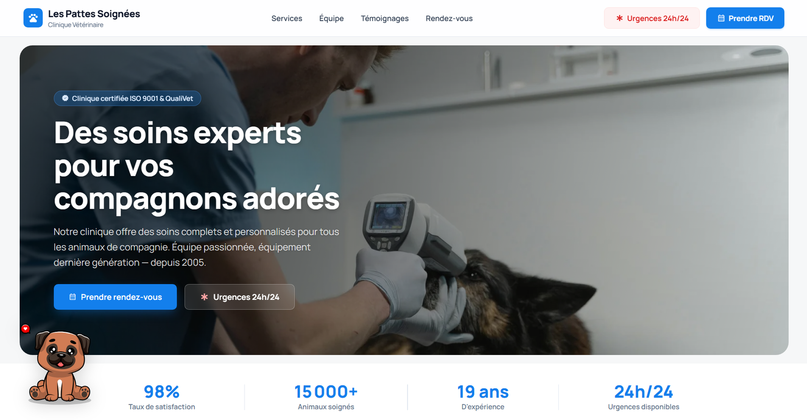 Exemple de site vitrine pour cabinet vétérinaire - CodeYourWeb