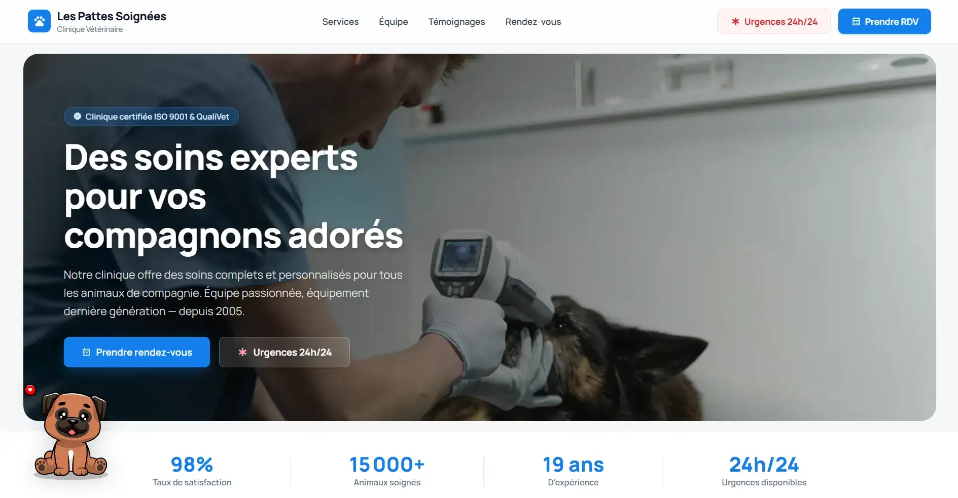 Exemple de site vitrine pour cabinet vétérinaire - CodeYourWeb