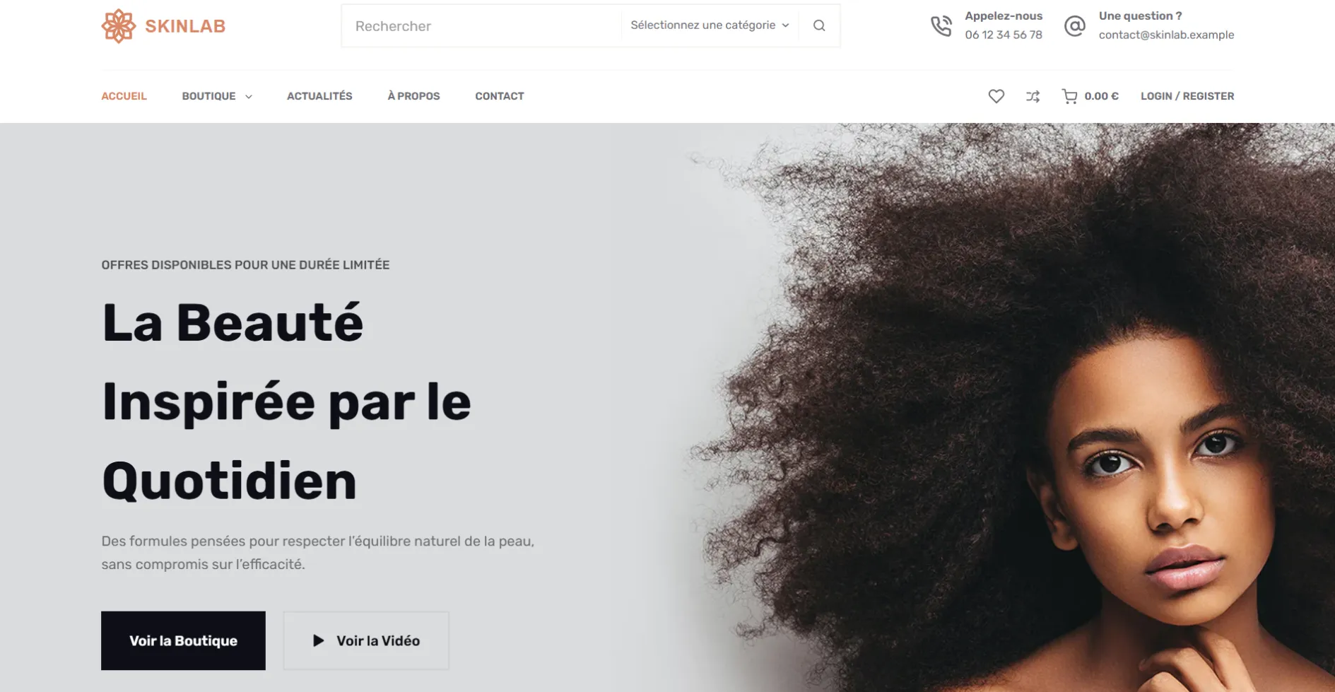 Site e-commerce cosmétique Skinlab